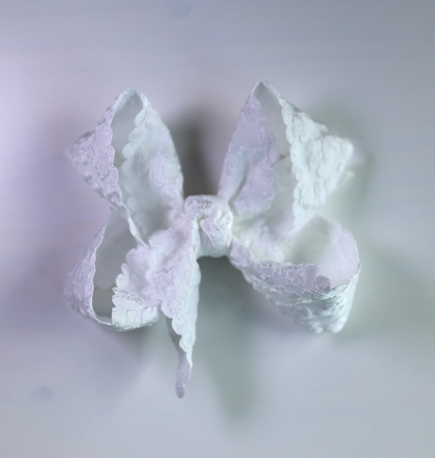 WHITE Scalloped Lace Bow