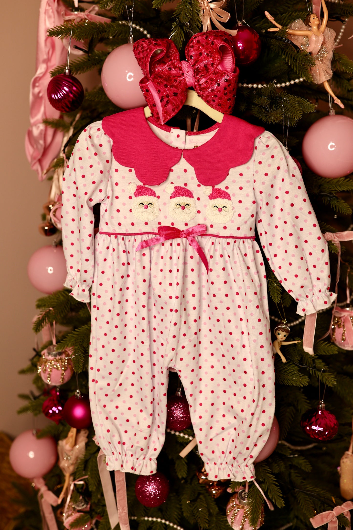 Pink Peppermint Santa Romper