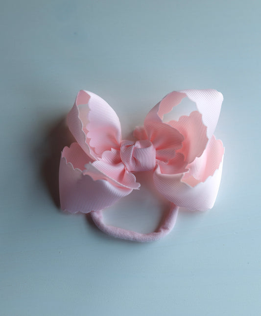 Baby Pink Scalloped Bow on NYLON