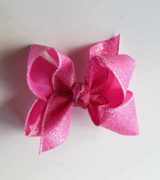 HOT PINK Glitter Hair Bow