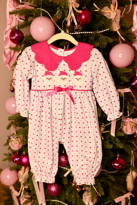Pink Peppermint Santa Romper