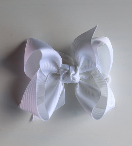 WHITE Signature Hair Bow on Nylon