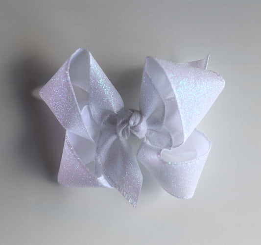 WHITE Glitter Hair Bow
