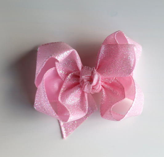 LIGHT PINK Glitter Hair Bow